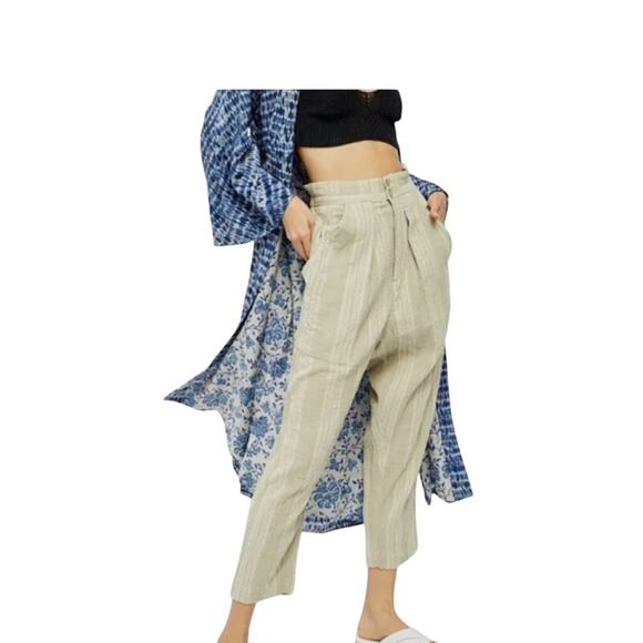 Free People Pants - Free People Sage Combo Stripe Semi Sweet Crop Pants XS